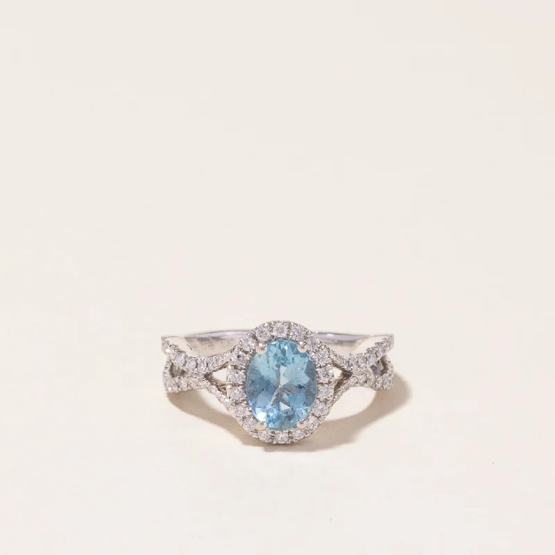 Make Every Moment Shine – Jewelry Discounts Available 14k White Gold Aquamarine and Diamond Ring | 0.93ct, 0.43ctw | SZ 4.75