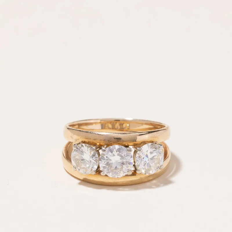 Waterproof Stainless Steel Jewelry For Lasting Beauty 1930s Vienna Hallmarked Yellow Gold Three Stone Diamond Ring | 2.61ctw SI2-I1 H/I | SZ 7