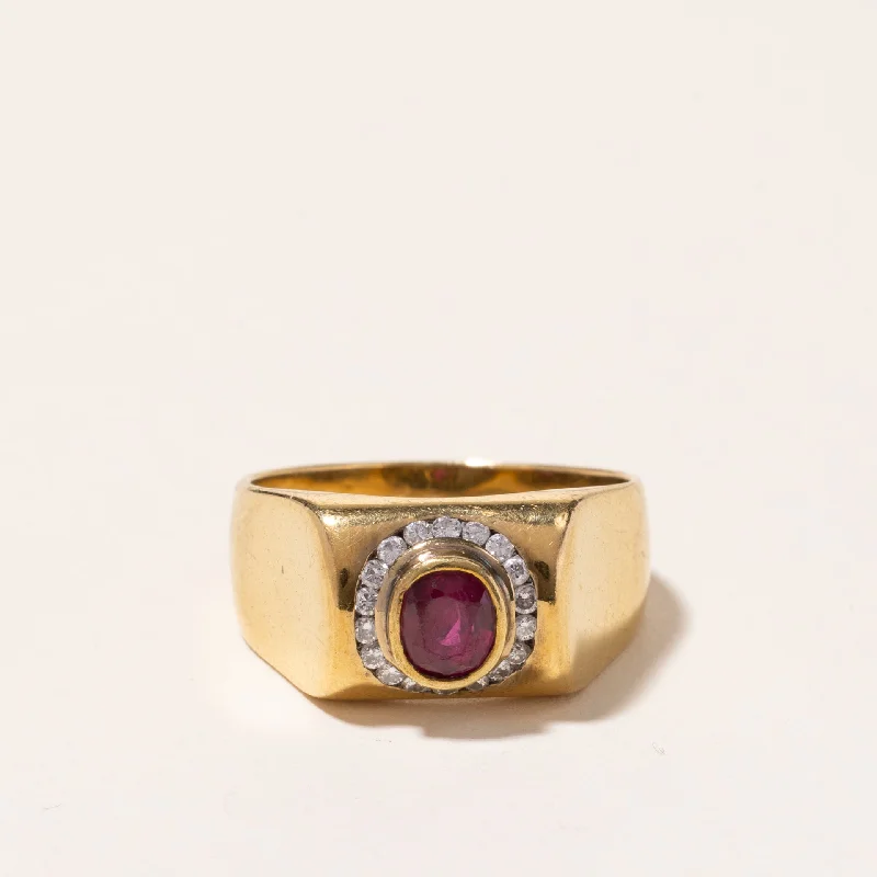 Discover Unique Jewelry With Special Limited-Time Offers 18k Yellow Gold Ruby and Diamond Ring | 0.88ct, 0.27ctw | SZ 9.5