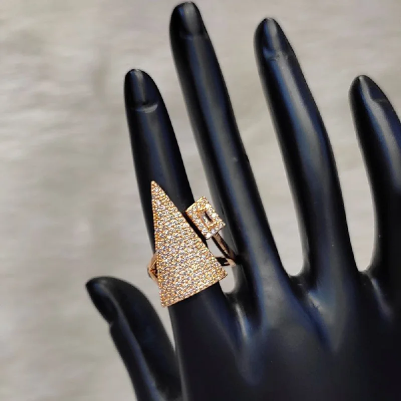 Affordable Luxury Jewelry For Every Occasion Aamrapali Rose Gold Plated American Diamond Ring