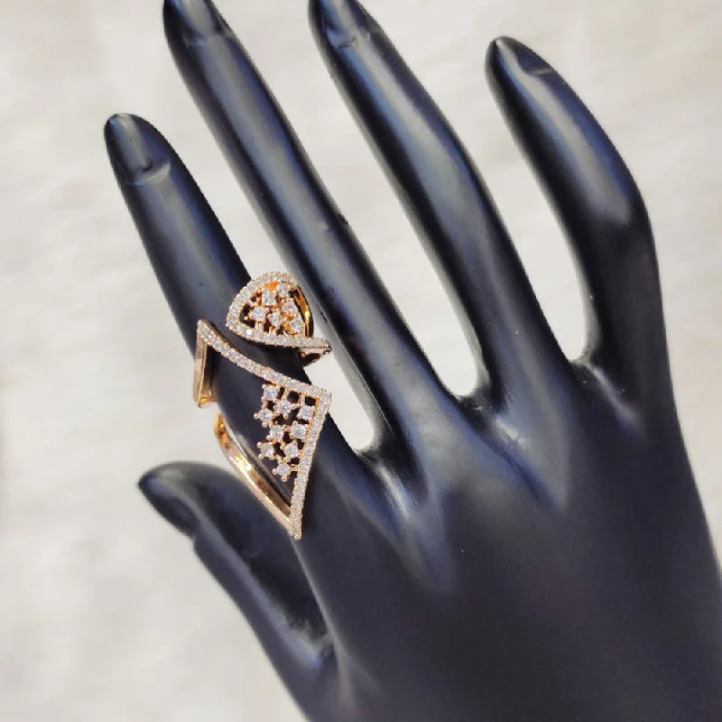 Trending Jewelry Styles Now At Limited-Time Discounts Aamrapali Rose Gold Plated American Diamond Ring