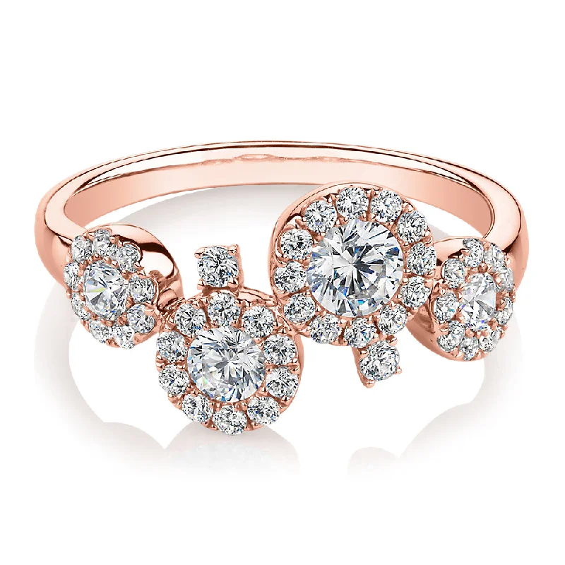 Shop Jewelry That Shines Without The High Price Celeste Dress ring with 0.92 carats* of diamond simulants in 10 carat rose gold