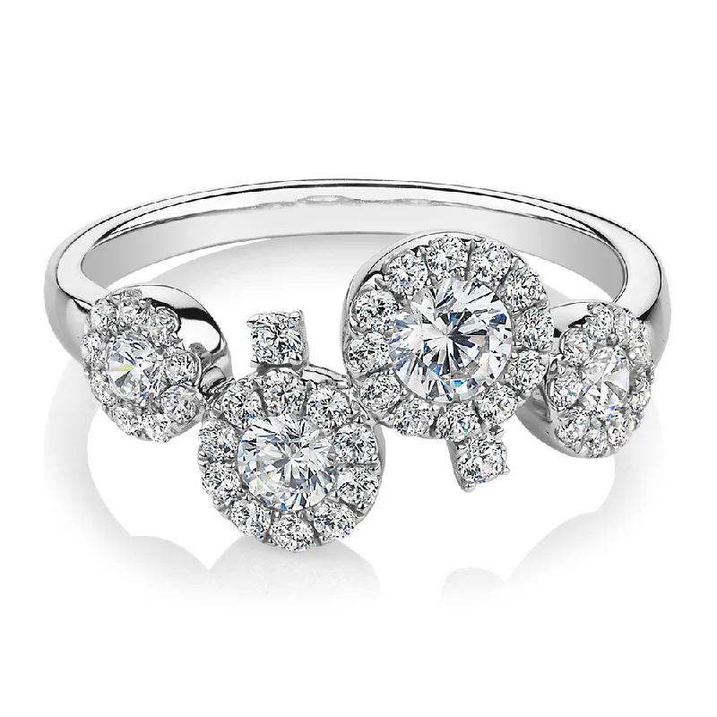 Sparkle For Less – Shop Jewelry Deals Now Celeste Dress ring with 0.92 carats* of diamond simulants in 10 carat white gold