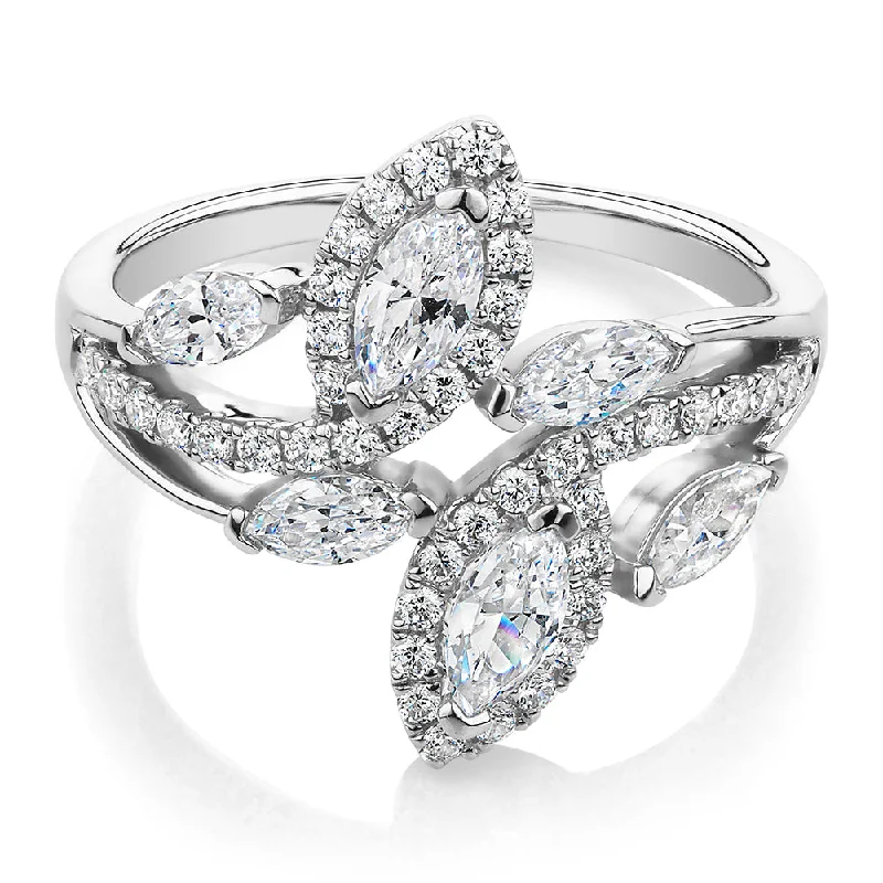 Handcrafted Jewelry Sale – Unique Designs At Low Prices Dress ring with 1.44 carats* of diamond simulants in 10 carat white gold