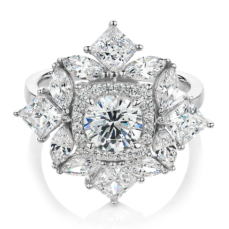 Huge Markdowns On Premium Jewelry Styles Dress ring with 3.86 carats* of diamond simulants in 10 carat white gold