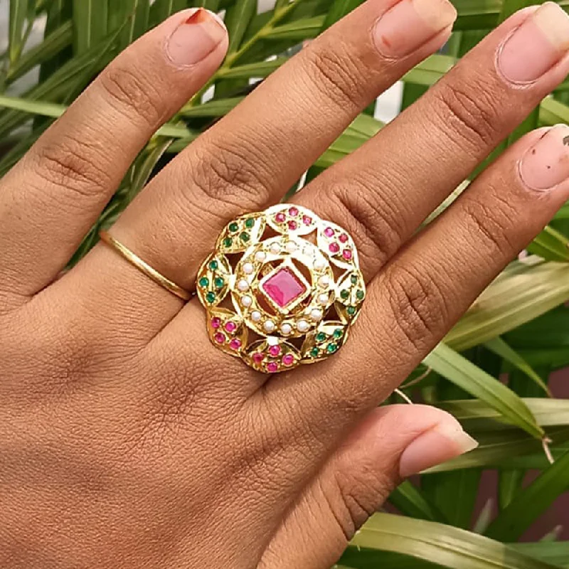 Luxury Meets Affordability – Jewelry Sale Now Live Everlasting Jadau Gold Plated Pota Stone And Pearls Jadau Ring Luxury Meets Affordability – Jewelry Sale Now Live Everlasting Jadau Gold Plated Pota Stone And Pearls Jadau Ring