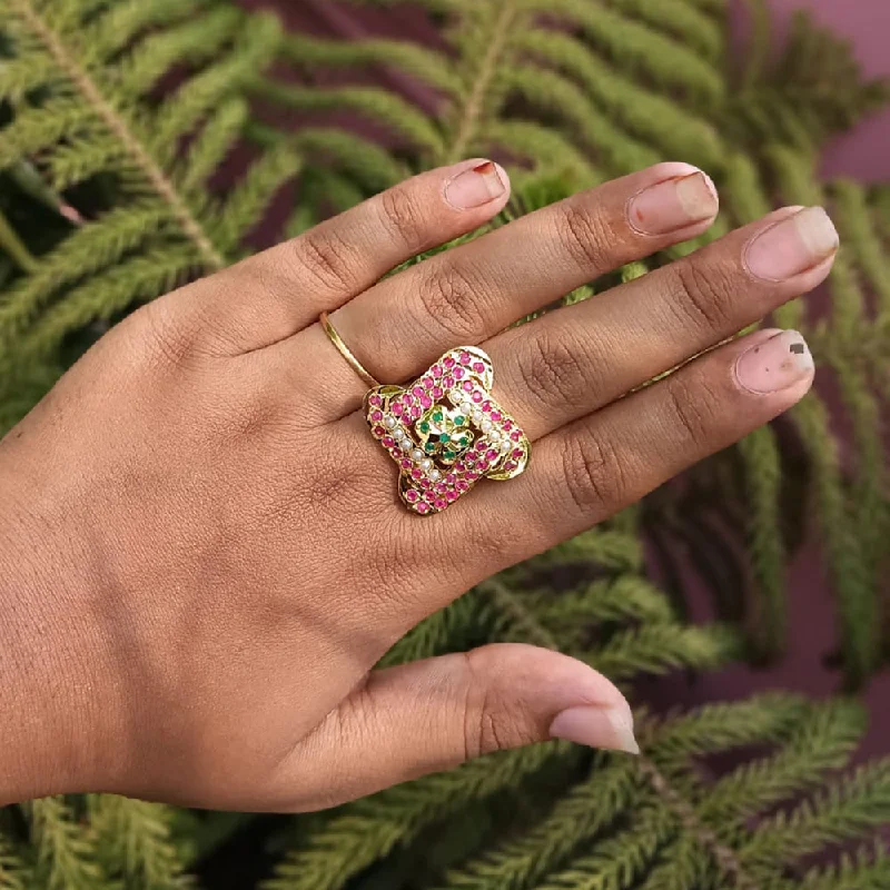 Chic And Stylish Jewelry At Exclusive Prices Everlasting Jadau Gold Plated Pota Stone And Pearls Jadau Ring Chic And Stylish Jewelry At Exclusive Prices Everlasting Jadau Gold Plated Pota Stone And Pearls Jadau Ring