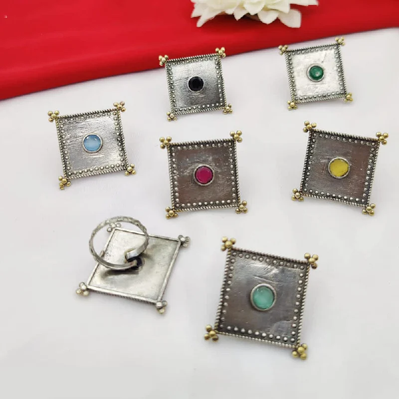 Timeless Jewelry Styles At Wallet-Friendly Prices Fancyla 2 Tone Plated Pota Stone Rings