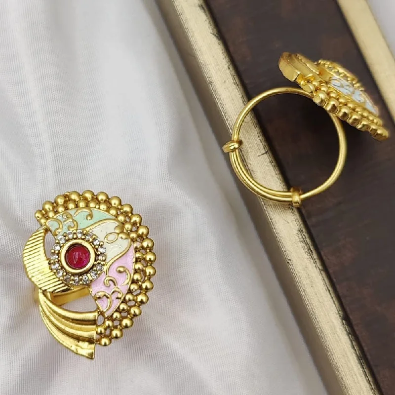 Affordable Glamour – Must-Have Jewelry At Special Rates Fancyla Gold Plated Kundan Stone And Meenakari Rings