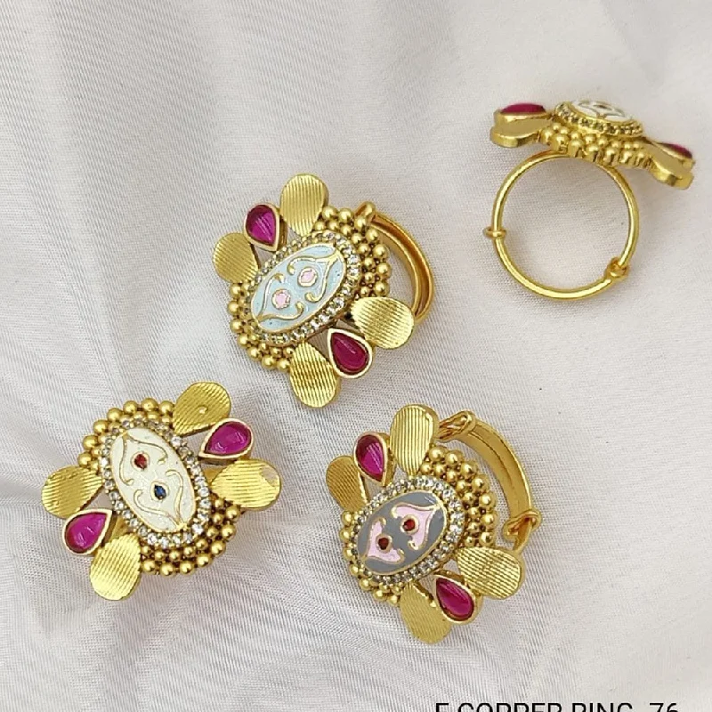 Affordable Elegance – Premium Jewelry At Special Prices Fancyla Gold Plated Kundan Stone And Meenakari Rings