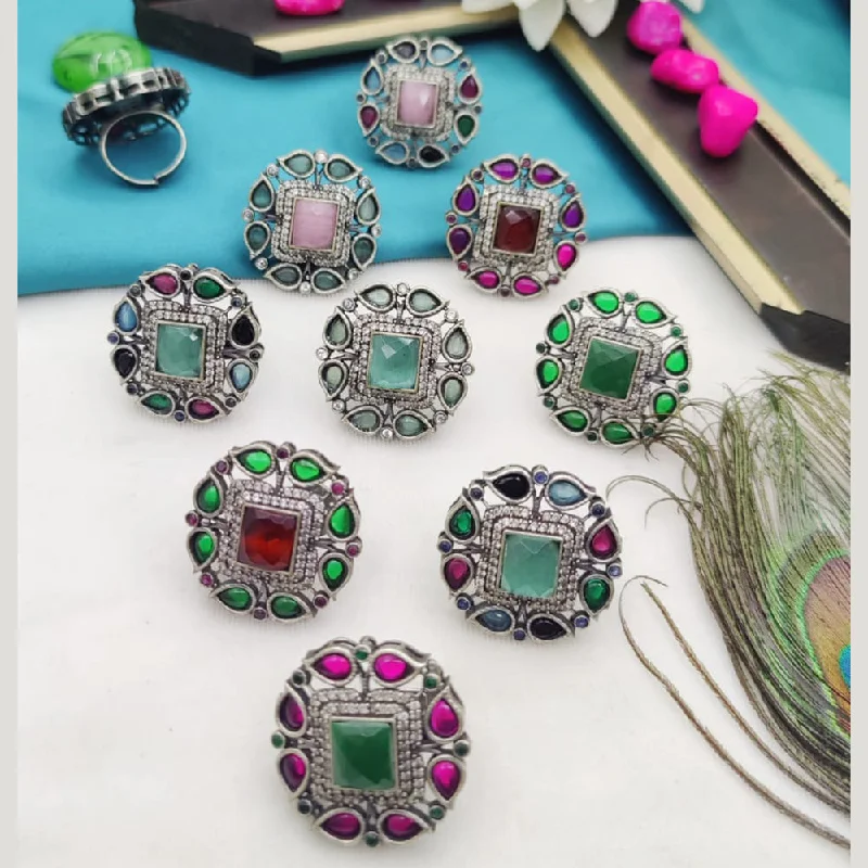 Jewelry Sale Bonanza – Grab Your Sparkle Now Fancyla Oxidised Plated Pota Stone Rings Combo Jewelry Sale Bonanza – Grab Your Sparkle Now Fancyla Oxidised Plated Pota Stone Rings Combo