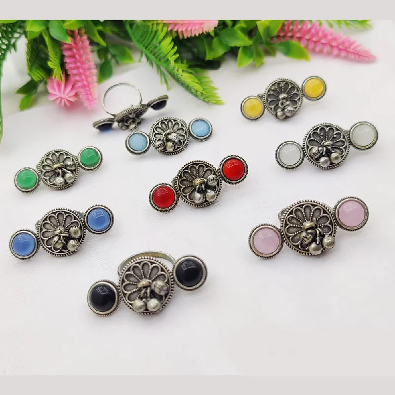 Bold And Beautiful Jewelry Now At Irresistible Prices Fancyla Oxidised Plated Kundan  Stone And Ghungroo Rings