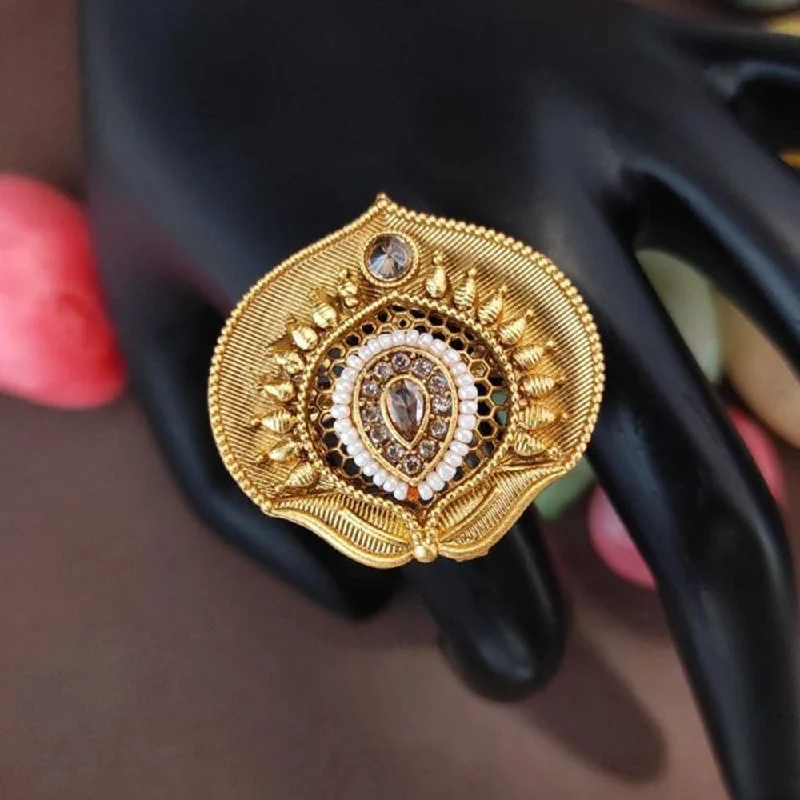 Last Chance To Shop High-End Jewelry At Markdown Prices Heera Jewellers Gold Plated Crystal Stone Adjustable Ring