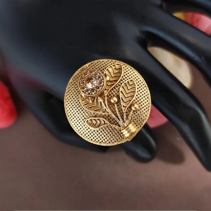 Flash Sale On Elegant Jewelry – Don't Miss Out Heera Jewellers Gold Plated Crystal Stone Adjustable Ring