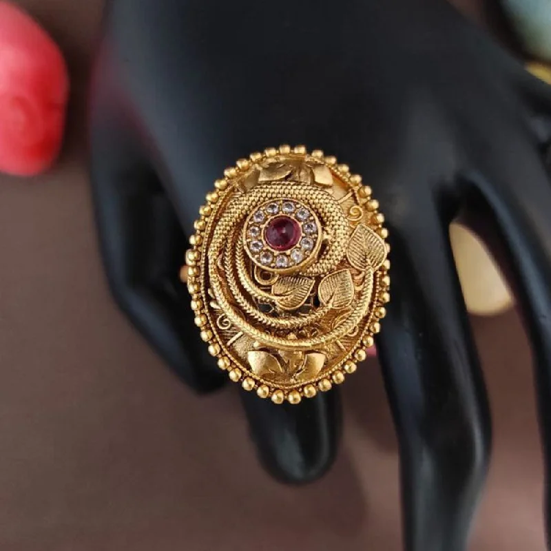 Exclusive Jewelry Sale – Grab Timeless Pieces Now Heera Jewellers Gold Plated Pota Stone Adjustable Ring