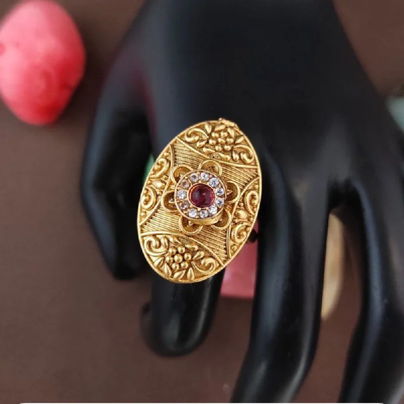 Upgrade Your Jewelry Collection For Less Heera Jewellers Gold Plated Pota Stone Adjustable Ring