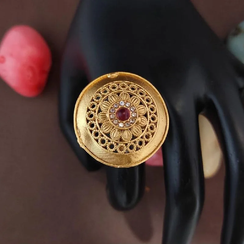Once-A-Year Jewelry Deals – Shop Before They’Re Gone Heera Jewellers Gold Plated Pota Stone Adjustable Ring