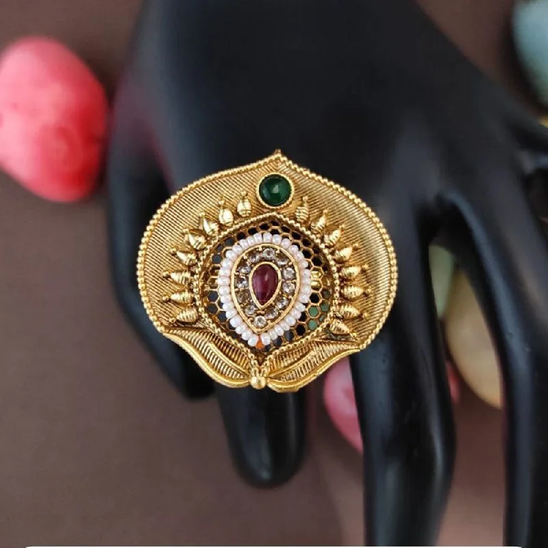 Jewelry Deals That Outshine The Rest Heera Jewellers Gold Plated Pota Stone Adjustable Ring