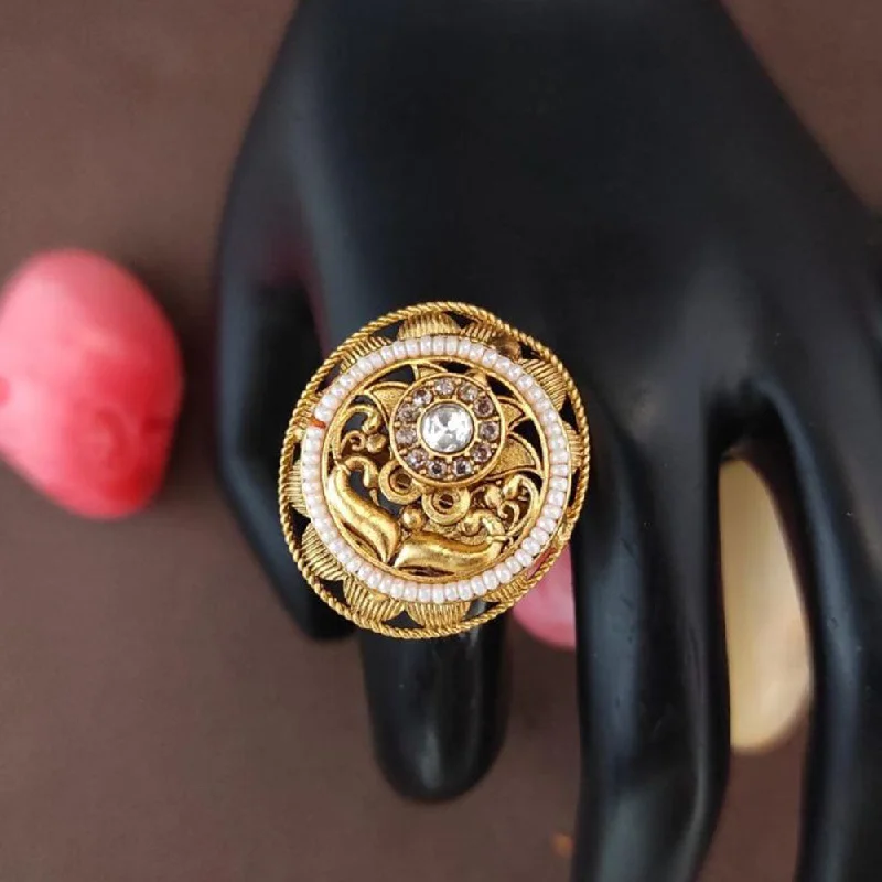 Unmissable Jewelry Clearance – Final Reductions Heera Jewellers Gold Plated Pota Stone Adjustable Ring