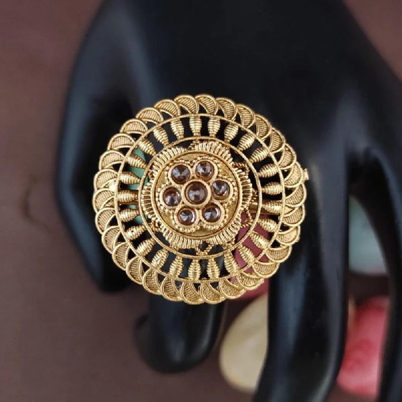 Exclusive Jewelry Markdowns – Limited-Time Offer Heera Jewellers Gold Plated Pota Stone Adjustable Ring