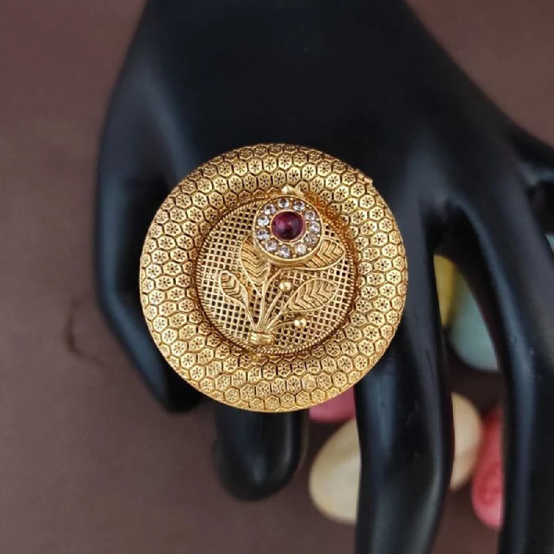 Jewelry Deals That Sparkle – Shop Today Heera Jewellers Gold Plated Pota Stone Adjustable Ring
