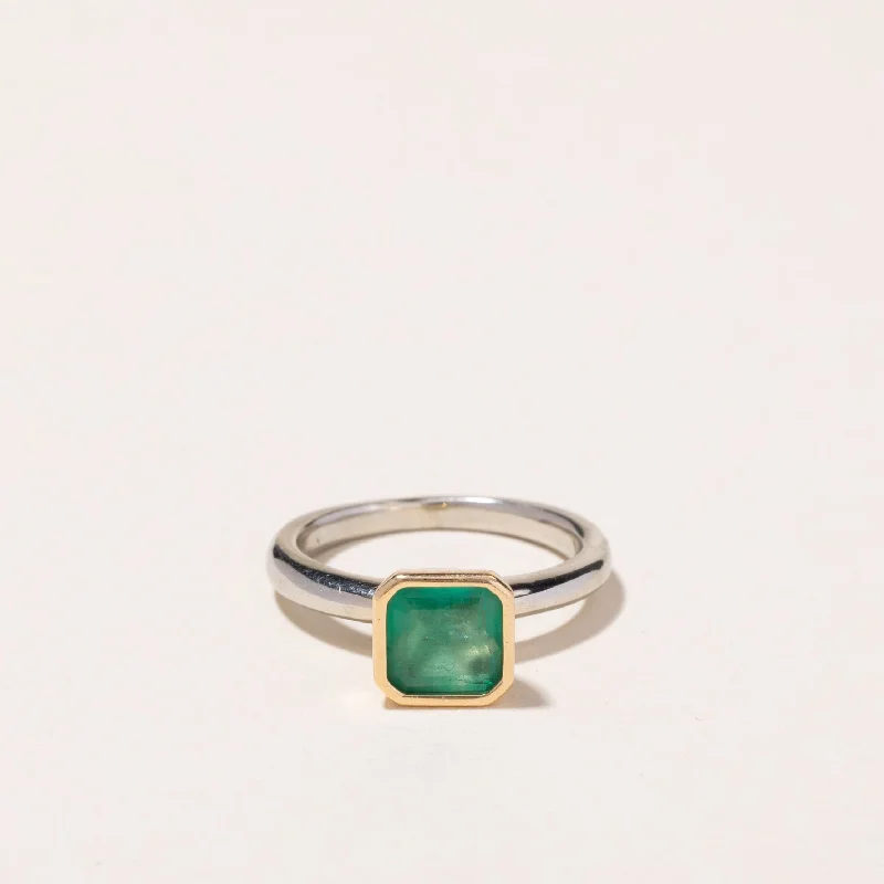 Big Savings On Your Favorite Jewelry Pieces 14k Two Tone Gold Emerald Ring | 1.06ctw | SZ 3.75