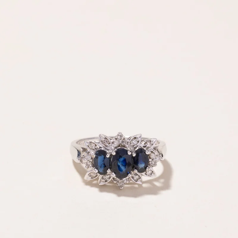Holiday Jewelry Sale – Perfect Gifts At Great Prices 10k White Gold Sapphire & Diamond Ring | 0.84ctw, 0.18ctw | SZ 5.75