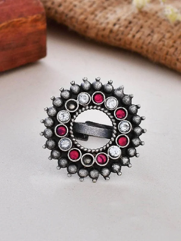 Unbeatable Offers On Luxury And Everyday Jewelry Oxidized Varthulah Ring Red And White