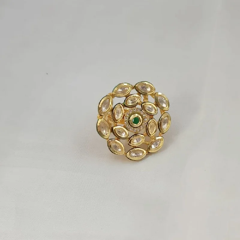 Luxury Jewelry At Unbeatable Discounts Padmawati Bangles Gold Plated Kundan Stone Adjustable Ring