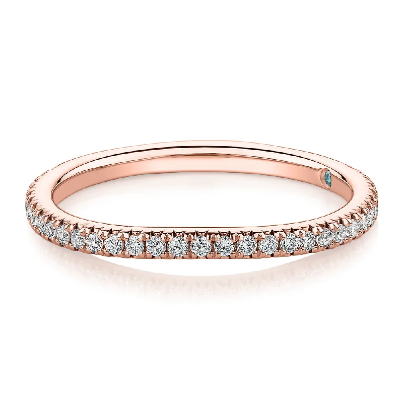 Trendy Minimalist Jewelry For Everyday Wear Premium Laboratory Created Diamond, 0.23 carat TW round brilliant curved wedding or eternity band in 18 carat rose gold Trendy Minimalist Jewelry For Everyday Wear Premium Laboratory Created Diamond, 0.23 carat TW round brilliant curved wedding or eternity band in 18 carat rose gold