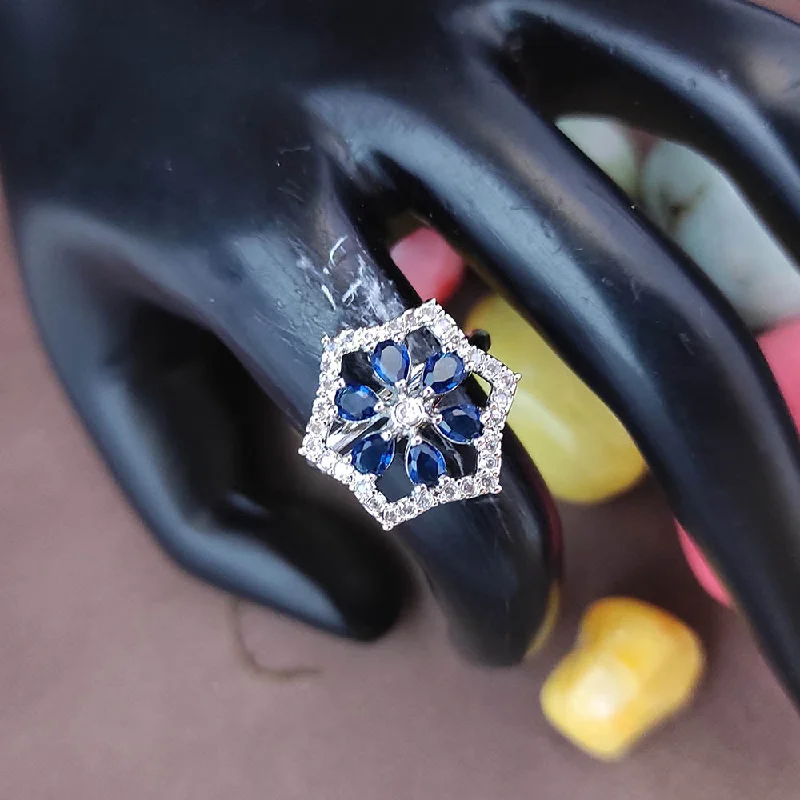 Flash Sale On Exquisite Jewelry – Don't Miss Out Raj Creations Silver Plated AD Adjustable Rings