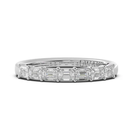 Elegant Jewelry At Unbeatable Prices – Shop Today 14K White Gold East West Emerald Cut .72tw Diamond Wedding Band
