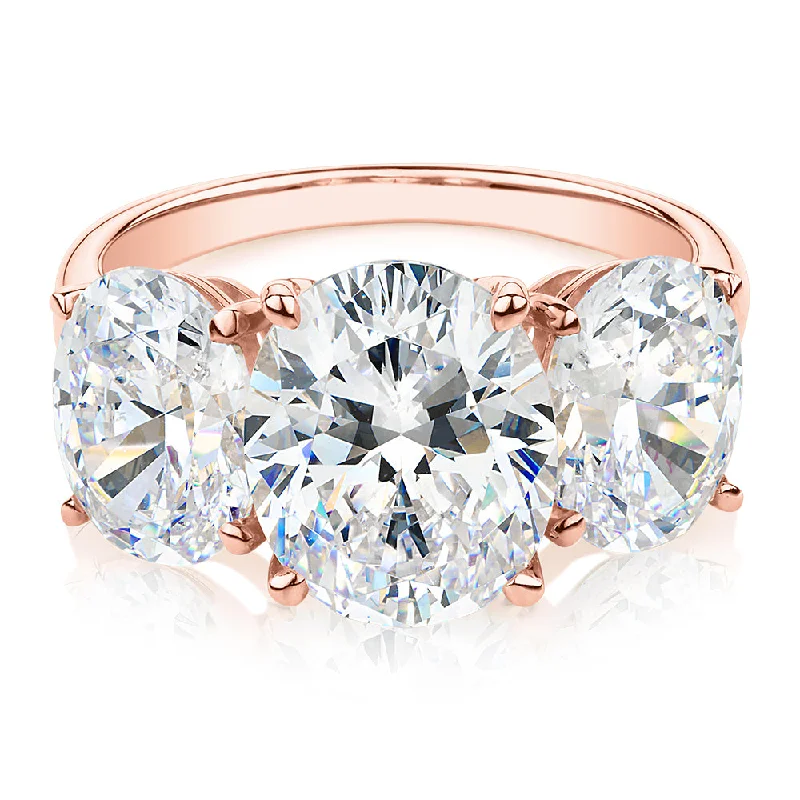 Last Chance To Grab Your Favorite Jewelry At A Discount Three stone ring with 7.57 carats* of diamond simulants in 10 carat rose gold Last Chance To Grab Your Favorite Jewelry At A Discount Three stone ring with 7.57 carats* of diamond simulants in 10 carat rose gold