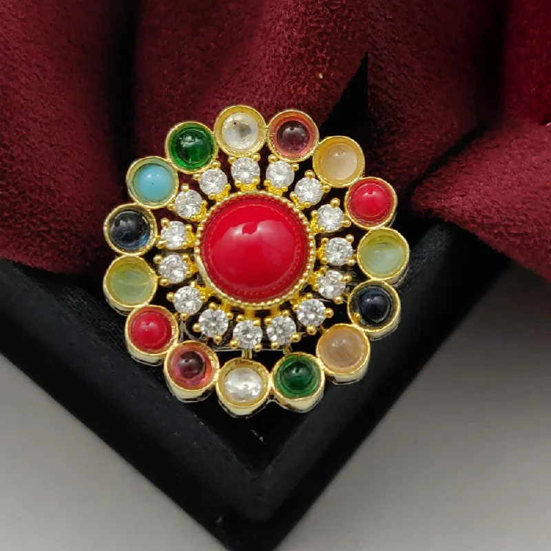 Timeless Elegance At Unbelievable Discounts Vivah Creations Gold Plated AD And Pota Stone Ring Timeless Elegance At Unbelievable Discounts Vivah Creations Gold Plated AD And Pota Stone Ring