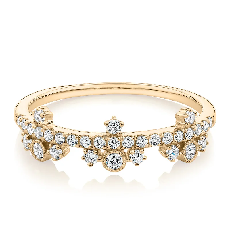 Classic And Modern Jewelry Styles On Sale Wedding or eternity band with 0.35 carats* of diamond simulants in 10 carat yellow gold Classic And Modern Jewelry Styles On Sale Wedding or eternity band with 0.35 carats* of diamond simulants in 10 carat yellow gold