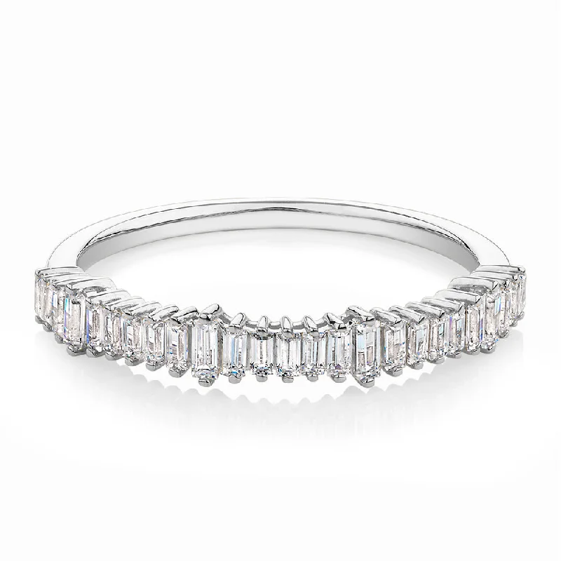 Romantic Heart-Shaped Jewelry For Special Gifts Wedding or eternity band with 0.48 carats* of diamond simulants in 10 carat white gold