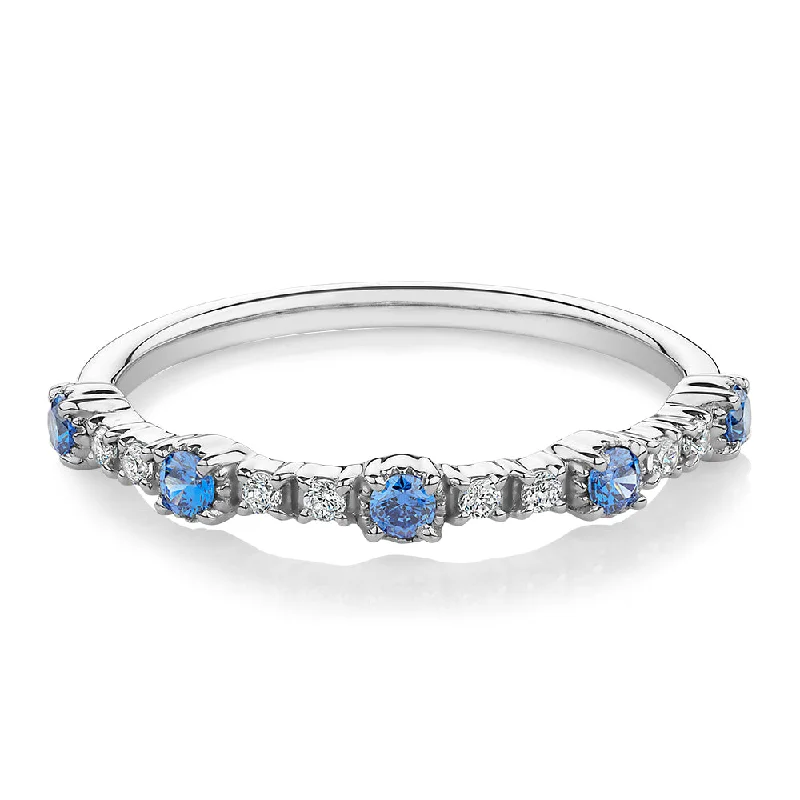 Special Sale On Handcrafted Jewelry – Shop Today Wedding or eternity band with blue topaz and diamond simulants in 10 carat white gold Special Sale On Handcrafted Jewelry – Shop Today Wedding or eternity band with blue topaz and diamond simulants in 10 carat white gold