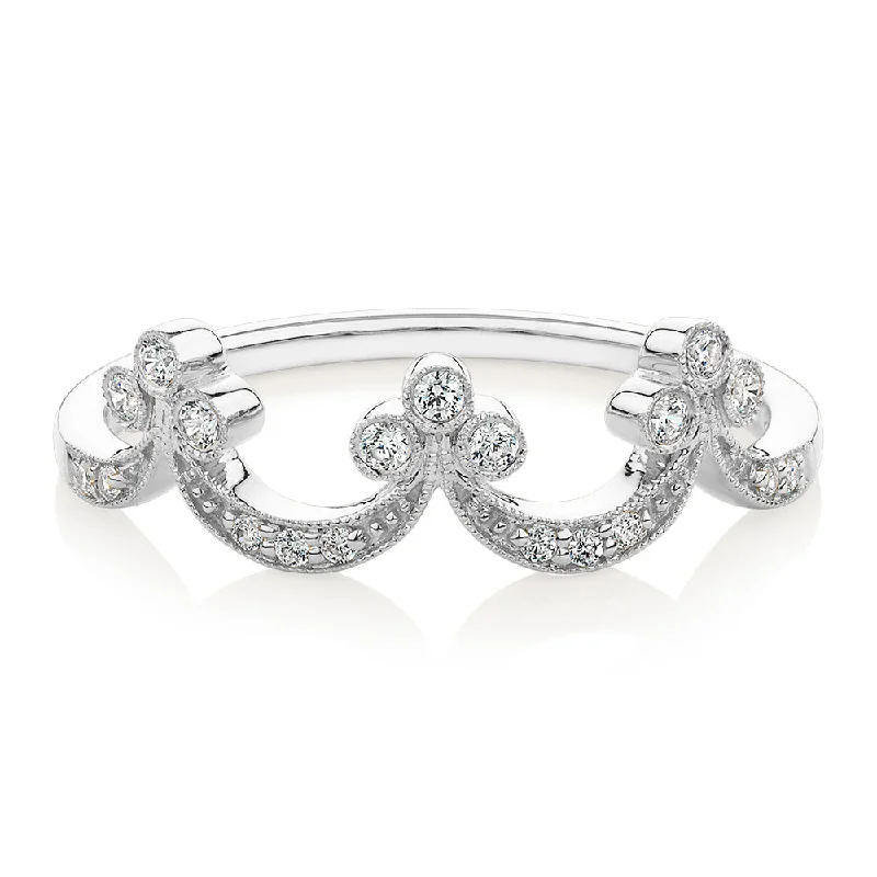 Shine Bright With Our Special Jewelry Promotions Wedding or eternity band with diamond simulants in 10 carat white gold