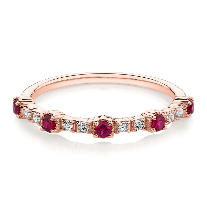 Elegant Jewelry Pieces At Unbelievable Prices Wedding or eternity band with ruby and diamond simulants in 10 carat rose gold Elegant Jewelry Pieces At Unbelievable Prices Wedding or eternity band with ruby and diamond simulants in 10 carat rose gold