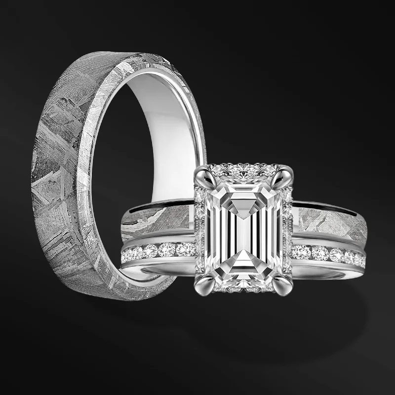 Elegant Jewelry Styles At Budget-Friendly Prices ASTRAL RING SET | 14K GOLD & METEORITE ENGAGEMENT RING FOR HER | EMERALD CUT DIAMOND | TUNGSTEN WEDDING BAND FOR HIM Elegant Jewelry Styles At Budget-Friendly Prices ASTRAL RING SET | 14K GOLD & METEORITE ENGAGEMENT RING FOR HER | EMERALD CUT DIAMOND | TUNGSTEN WEDDING BAND FOR HIM