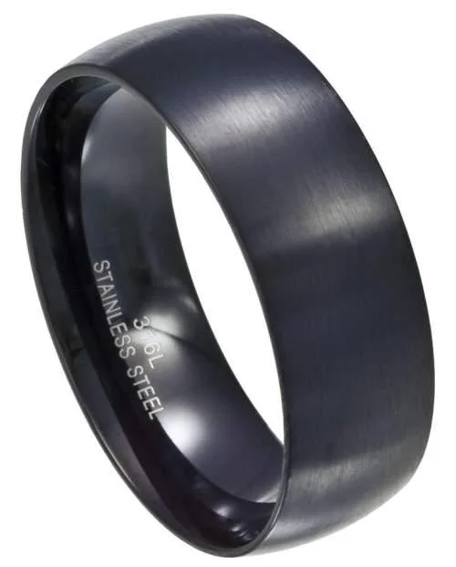 Timeless Jewelry At Special Discount Rates Men's Stainless Steel Black Wedding Band with Matte Finish | 8 MM Timeless Jewelry At Special Discount Rates Men's Stainless Steel Black Wedding Band with Matte Finish | 8 MM