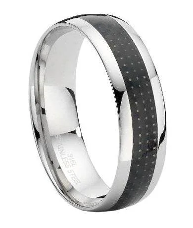 Chic, Trendy, And Affordable Jewelry Sale Stainless Steel Ring with Carbon Fiber Inset-8MM Chic, Trendy, And Affordable Jewelry Sale Stainless Steel Ring with Carbon Fiber Inset-8MM
