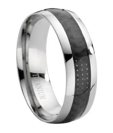 Limited-Time Offer On Elegant Jewelry Pieces Titanium Ring with Carbon Fiber Inlay -7.9mm
