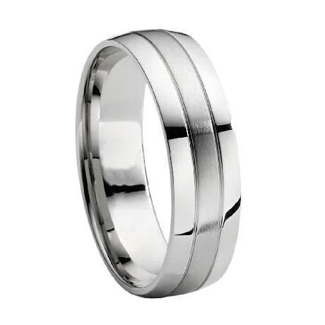 Sparkle More For Less – Jewelry Sale Happening Now Two Tone Titanium Brushed & Polished Finish Wedding Band-7mm Sparkle More For Less – Jewelry Sale Happening Now Two Tone Titanium Brushed & Polished Finish Wedding Band-7mm
