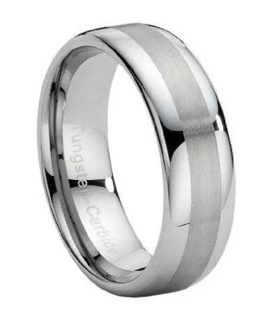 Seasonal Jewelry Deals – Elevate Your Style Dual Finish Domed Tungsten Wedding Band -8mm