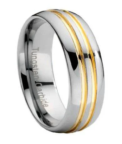 Breathtaking Jewelry, Breathtaking Prices Tungsten Wedding Band with Gold Grooves-7mm Breathtaking Jewelry, Breathtaking Prices Tungsten Wedding Band with Gold Grooves-7mm