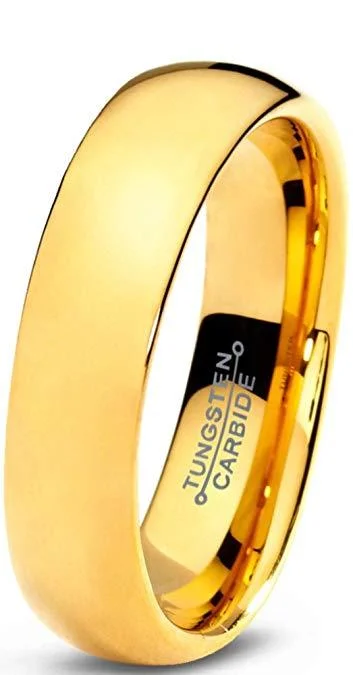 Grab Your Favorite Jewelry At The Lowest Prices Tungsten Wedding Band for Men with Gold Tone Plating | 6mm