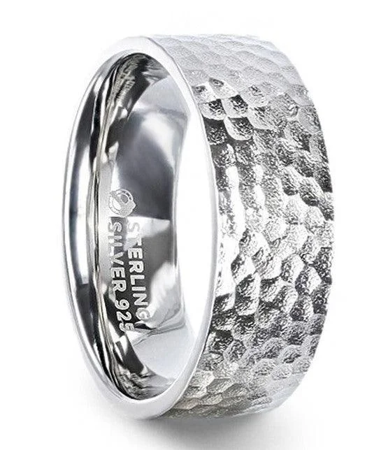Celebrate With Sparkle – Jewelry Sale Now Live SILVERADO Silver Hammered Finish Flat Style Wedding Band-8mm Celebrate With Sparkle – Jewelry Sale Now Live SILVERADO Silver Hammered Finish Flat Style Wedding Band-8mm
