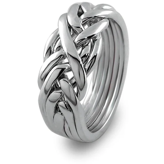 MENS 6 band STERLING SILVER Puzzle Ring MS-6WB