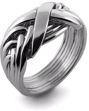 MENS 8 band STERLING SILVER Puzzle Ring MS-8NX